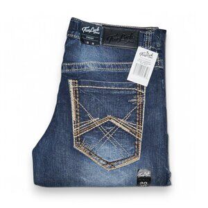 True Luck Straight Leg Jeans Dark Wash Denim Men's Size 30x30 Thick Stitch BKE